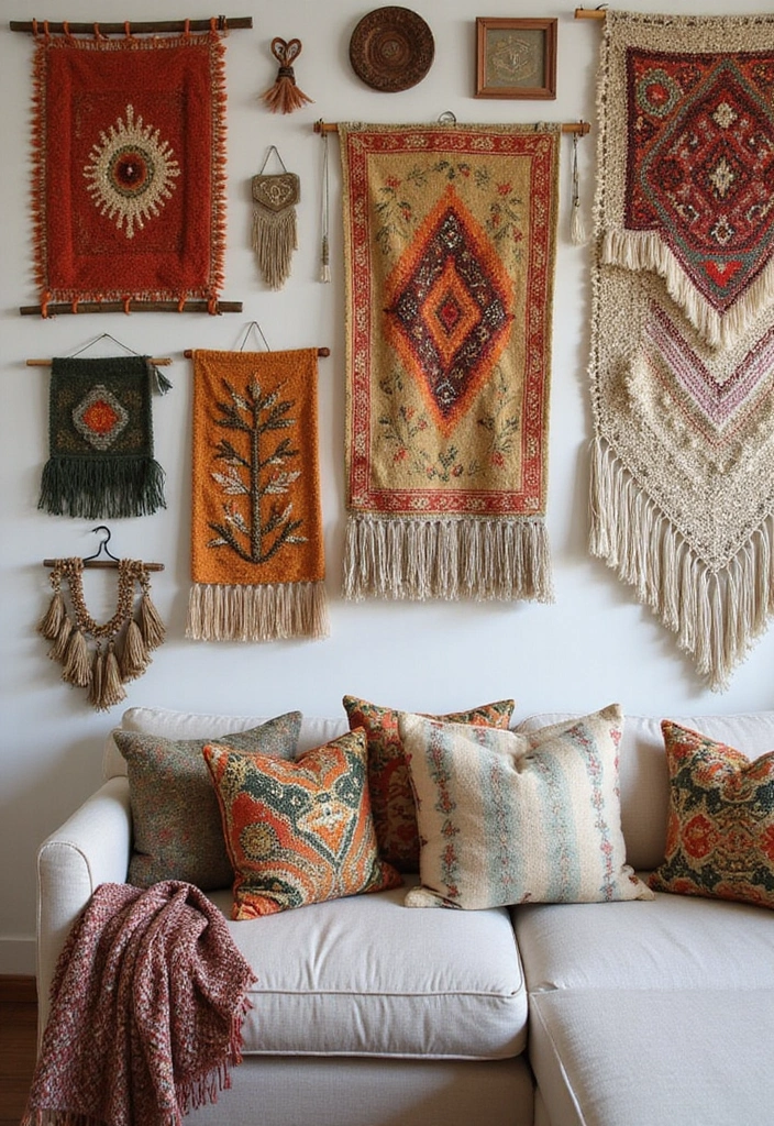 18 Jaw-Dropping Eclectic Apartment Decor Ideas to Mix Vintage Finds with Modern Touches! - 16. Artistic Wall Hangings