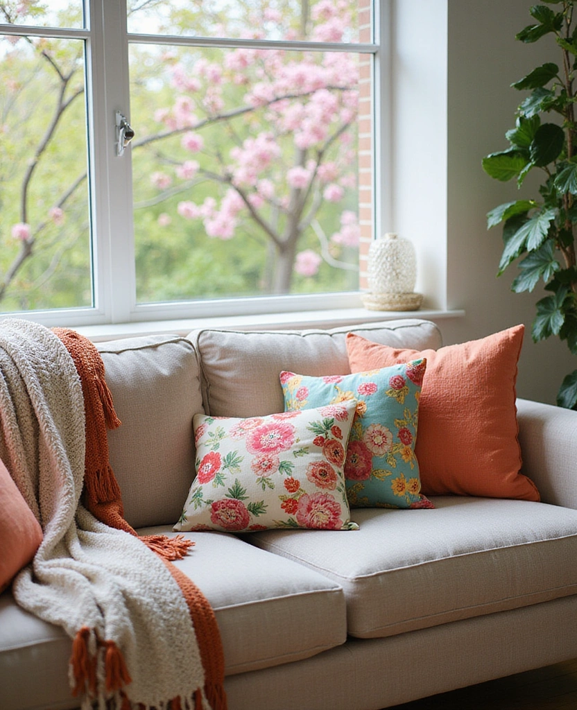 12 DIY Spring Home Decor Hacks to Freshen Up Your Space (You Won't Believe #6!) - 5. Colorful Throw Pillows