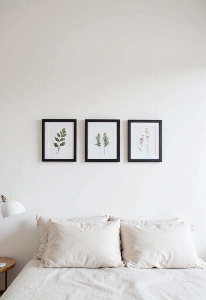 12 Minimalist Botanical Bedroom Ideas That Are Both Chic and Calming! - 4. Use Minimalist Artwork